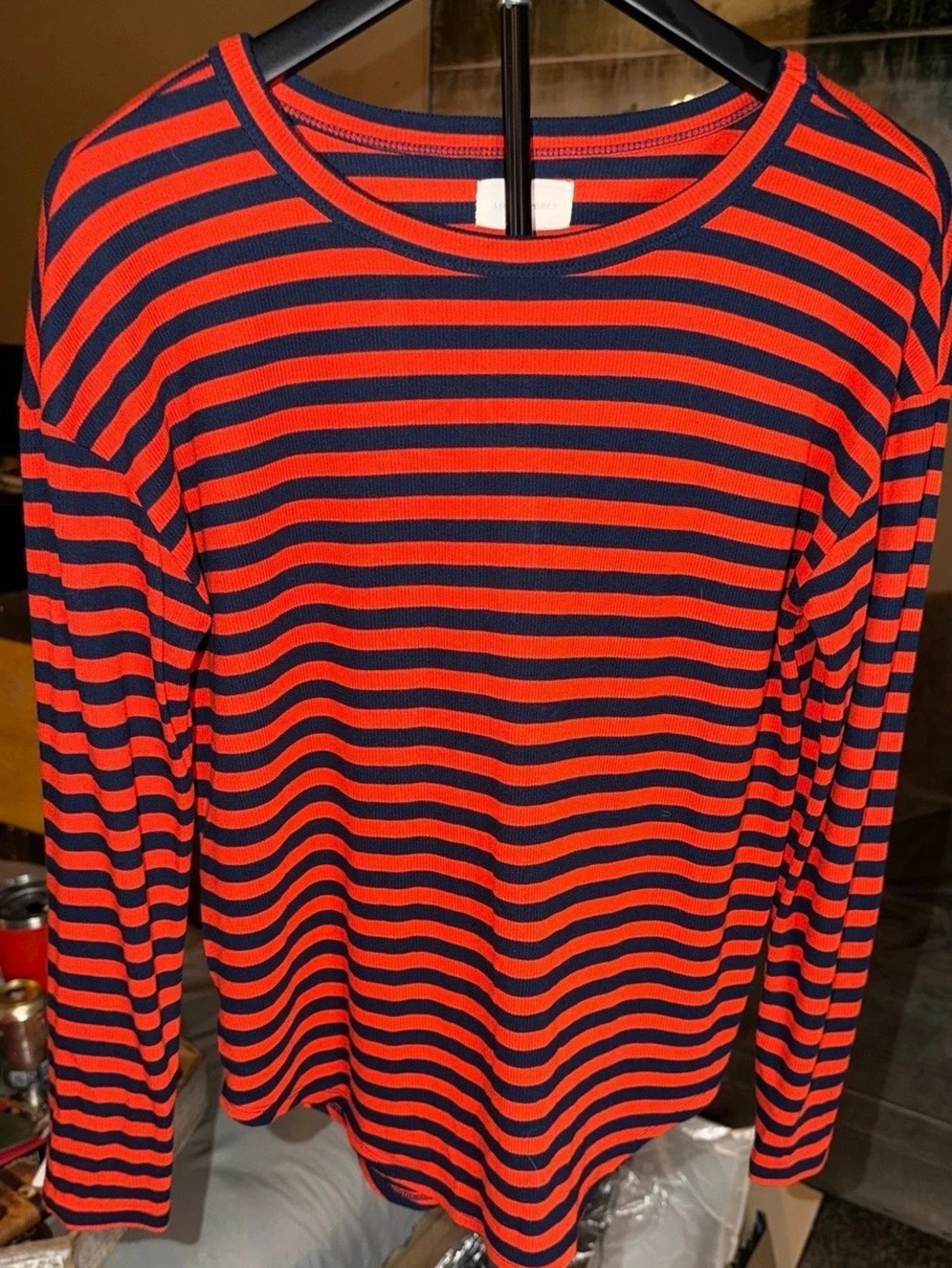 Striped Long Sleeve Top in Orange & Blue